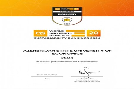 UNEC QS Dayanıqlılıq Reytinqi 2024 üzrə Azərbaycanda birincidir UNEC QS Dayanıqlılıq Reytinqi 2024 üzrə Azərbaycanda birincidir