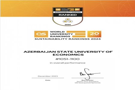 UNEC QS Dayanıqlılıq Reytinqi 2024 üzrə Azərbaycanda birincidir UNEC QS Dayanıqlılıq Reytinqi 2024 üzrə Azərbaycanda birincidir