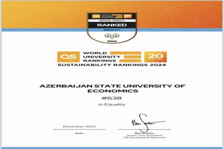 UNEC QS Dayanıqlılıq Reytinqi 2024 üzrə Azərbaycanda birincidir UNEC QS Dayanıqlılıq Reytinqi 2024 üzrə Azərbaycanda birincidir