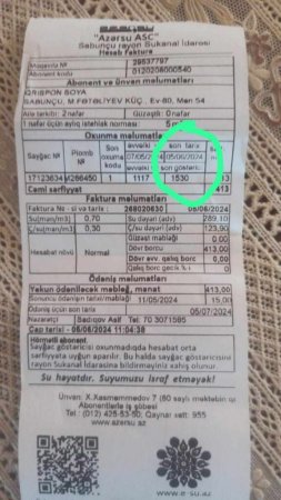 “Azərsu” 13 manatlıq borcumu 413 manat edib -ŞİKAYƏT “Azərsu” 13 manatlıq borcumu 413 manat edib -ŞİKAYƏT